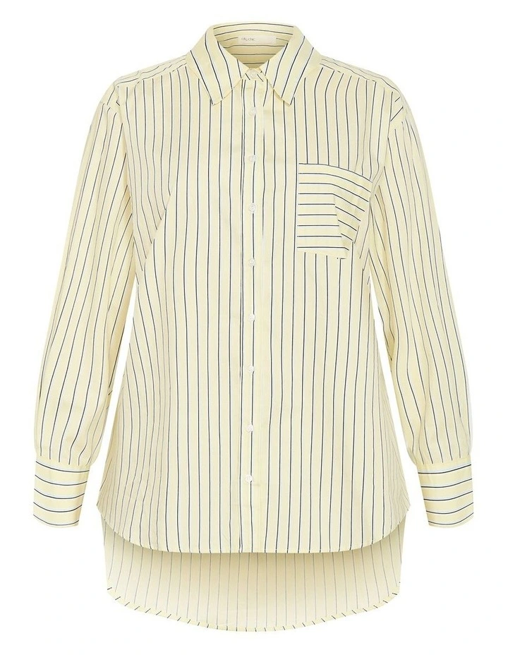 Chiara Oversized Longline Stripe Cotton Shirt in yellow image 3