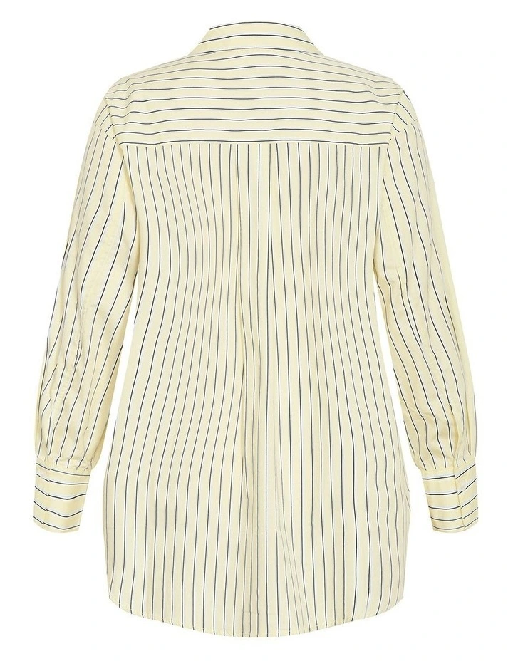 Chiara Oversized Longline Stripe Cotton Shirt in yellow image 4