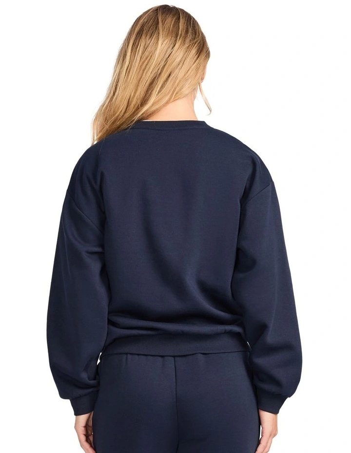 R Logo Fleece Womens Crew - Michigan Navy image 2