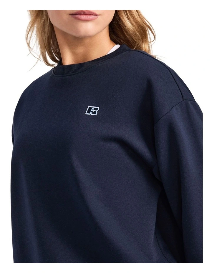 R Logo Fleece Womens Crew - Michigan Navy image 4