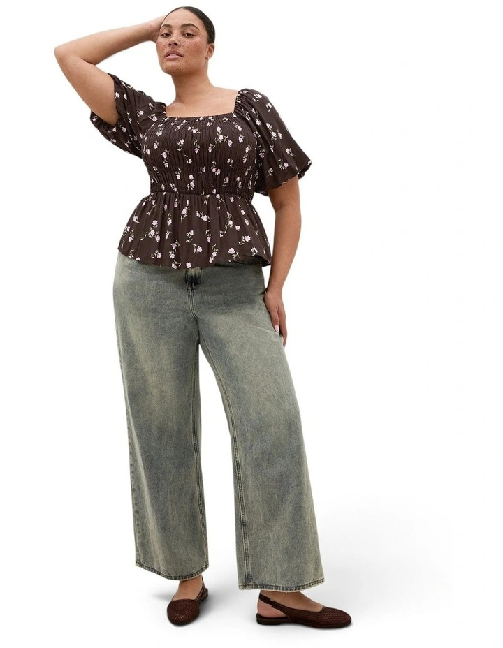 Aire Field Print Top in chocolate image 1