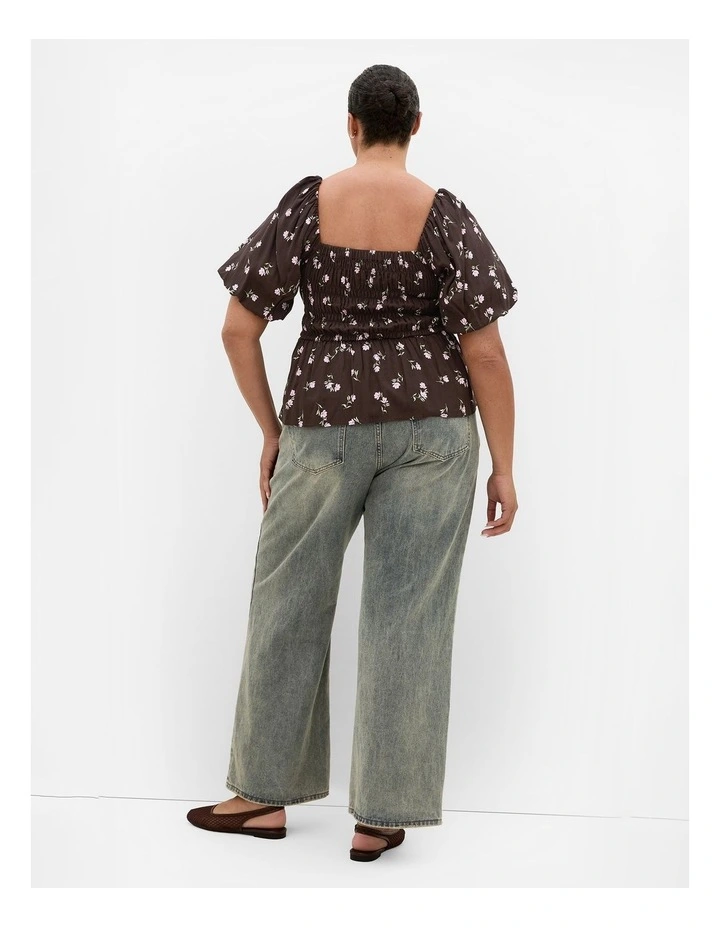 Aire Field Print Top in chocolate image 2