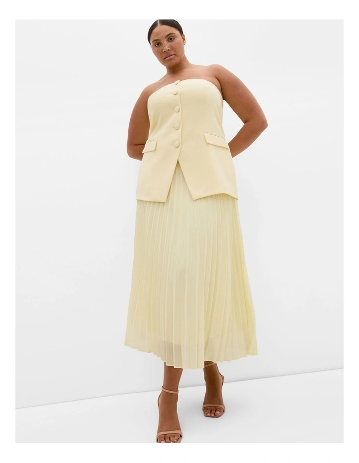 Chiffon Pleat Midi Skirt in lemon image 1