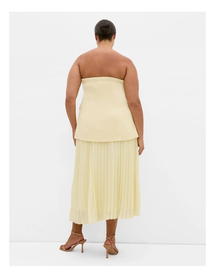 Chiffon Pleat Midi Skirt in lemon image 2