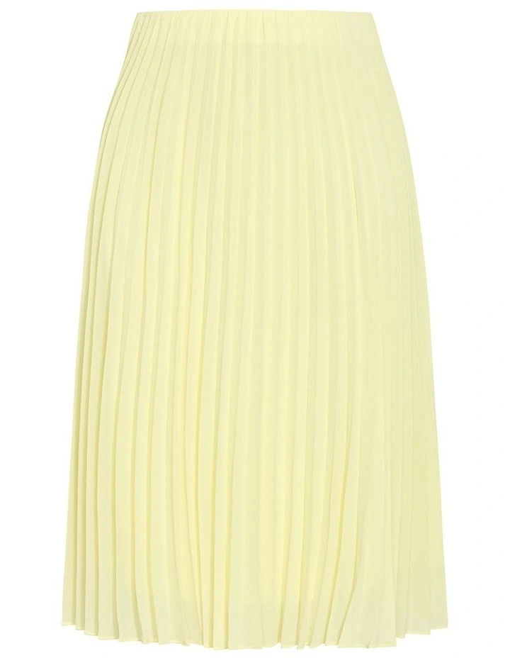 Chiffon Pleat Midi Skirt in lemon image 3