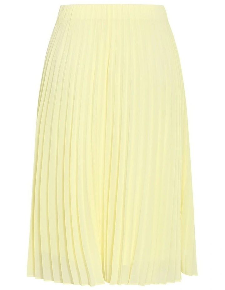 Chiffon Pleat Midi Skirt in lemon image 4