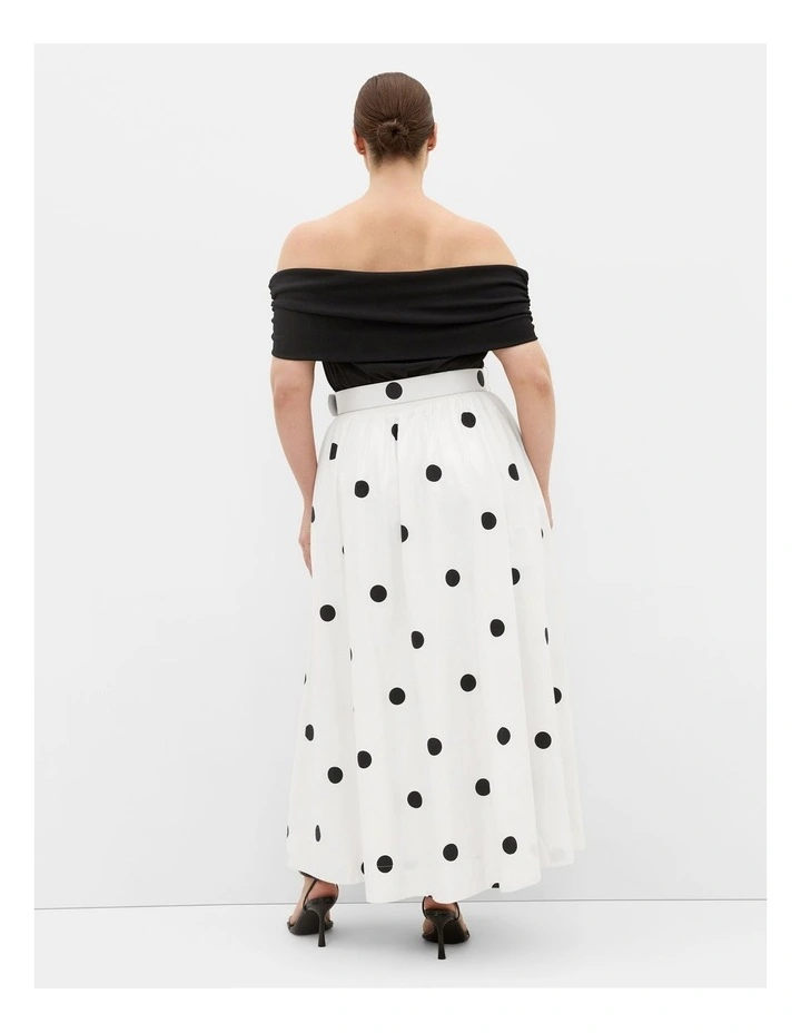 Anita Off Shoulder Spot Print Dress in white image 2