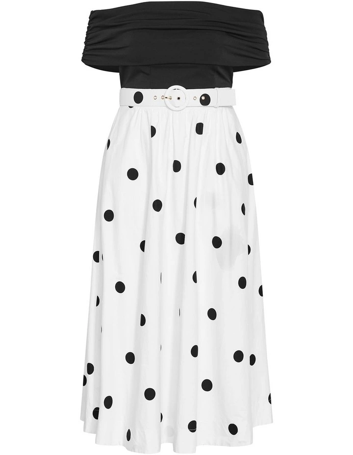 Anita Off Shoulder Spot Print Dress in white image 3