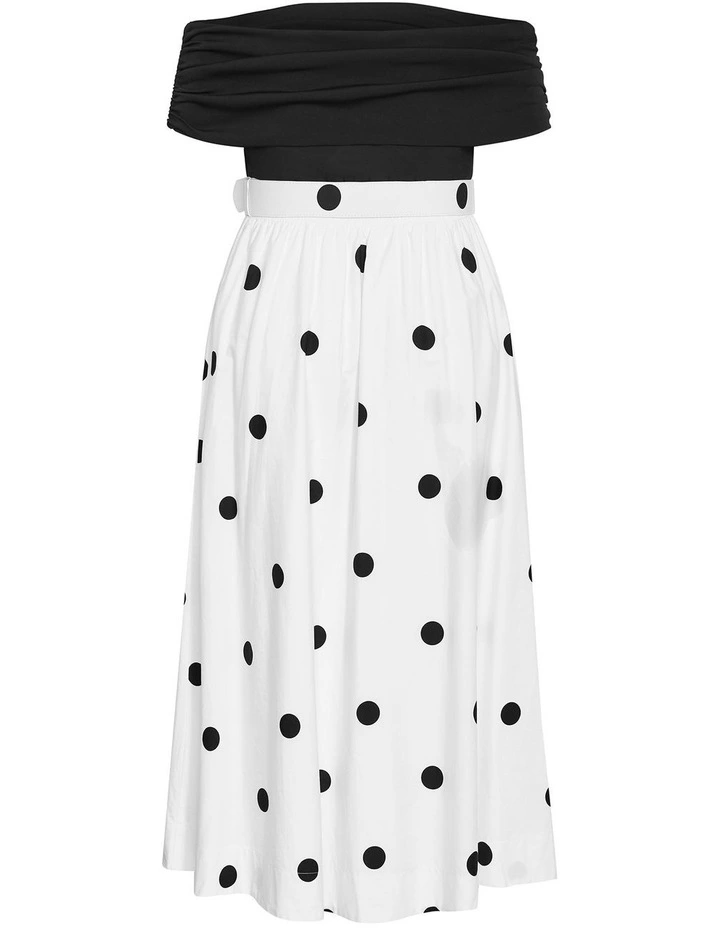 Anita Off Shoulder Spot Print Dress in white image 4