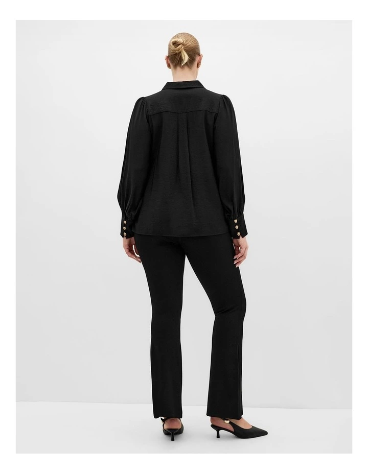 Alana Button Detail Shirt in black image 2