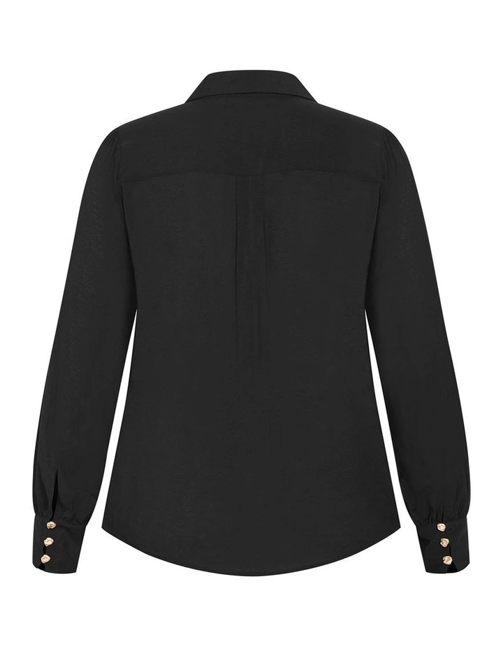 Alana Button Detail Shirt in black image 4