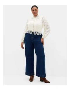 Lucielle Lightweight ZipinFront Lace Jacket in porcelain