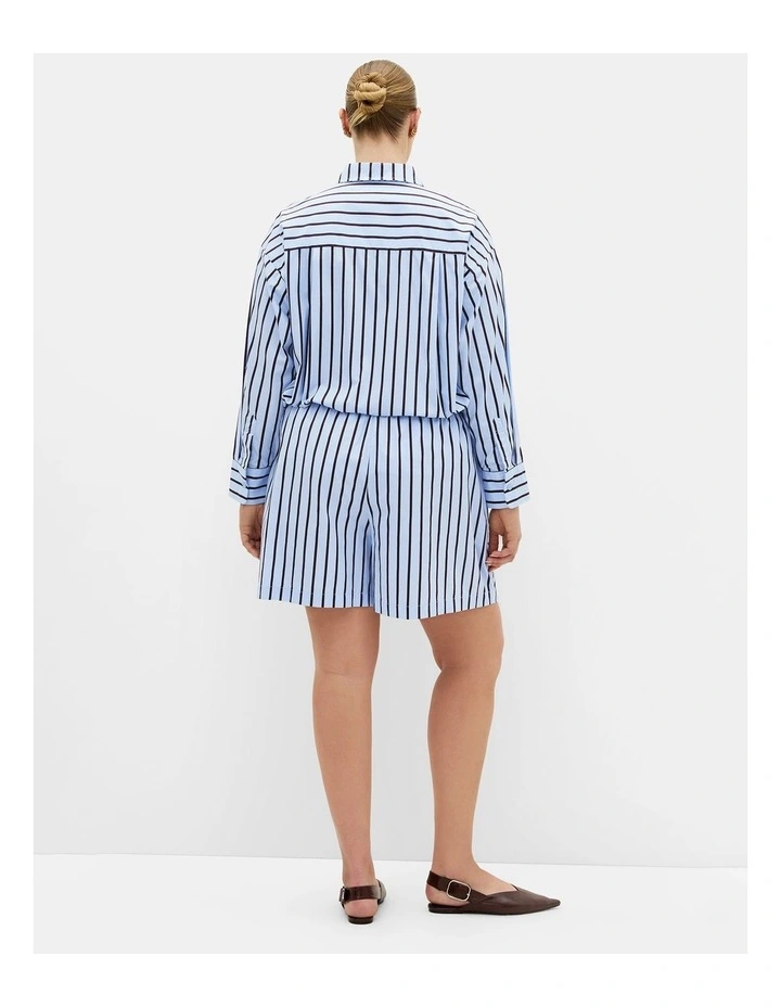 Plus Size Stassi Stripe Cotton Short in Baby Blue image 2