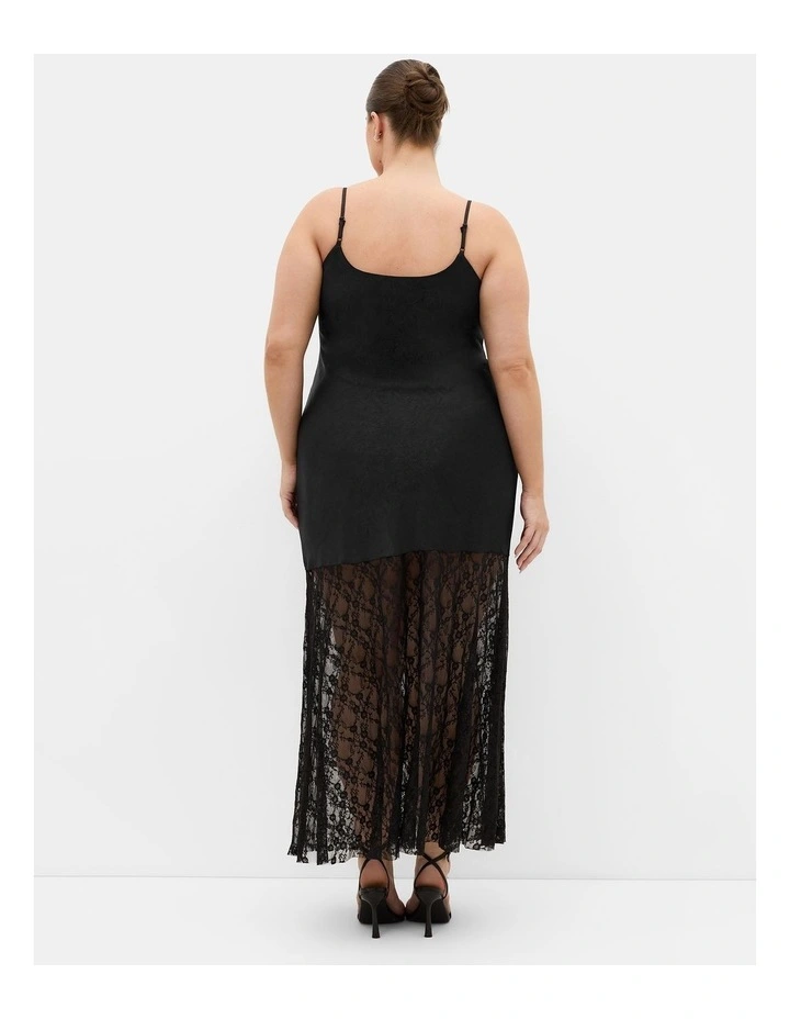 Plus Size Lilly Slip Lace Hem Maxi Dress in Black image 2