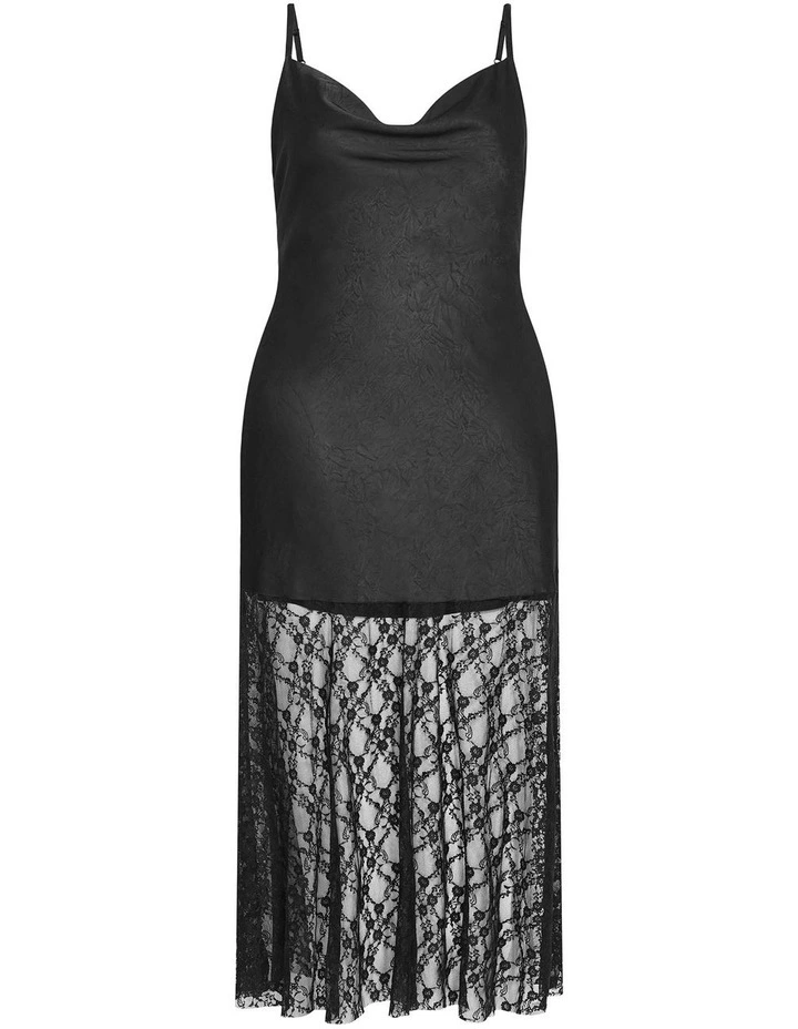 Plus Size Lilly Slip Lace Hem Maxi Dress in Black image 3