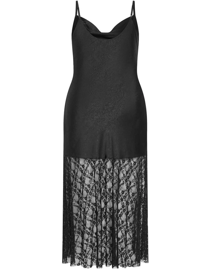 Plus Size Lilly Slip Lace Hem Maxi Dress in Black image 4