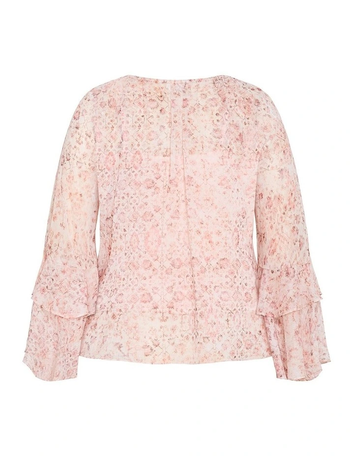Plus Size Glam Frill Print Top in Blush Pink image 4