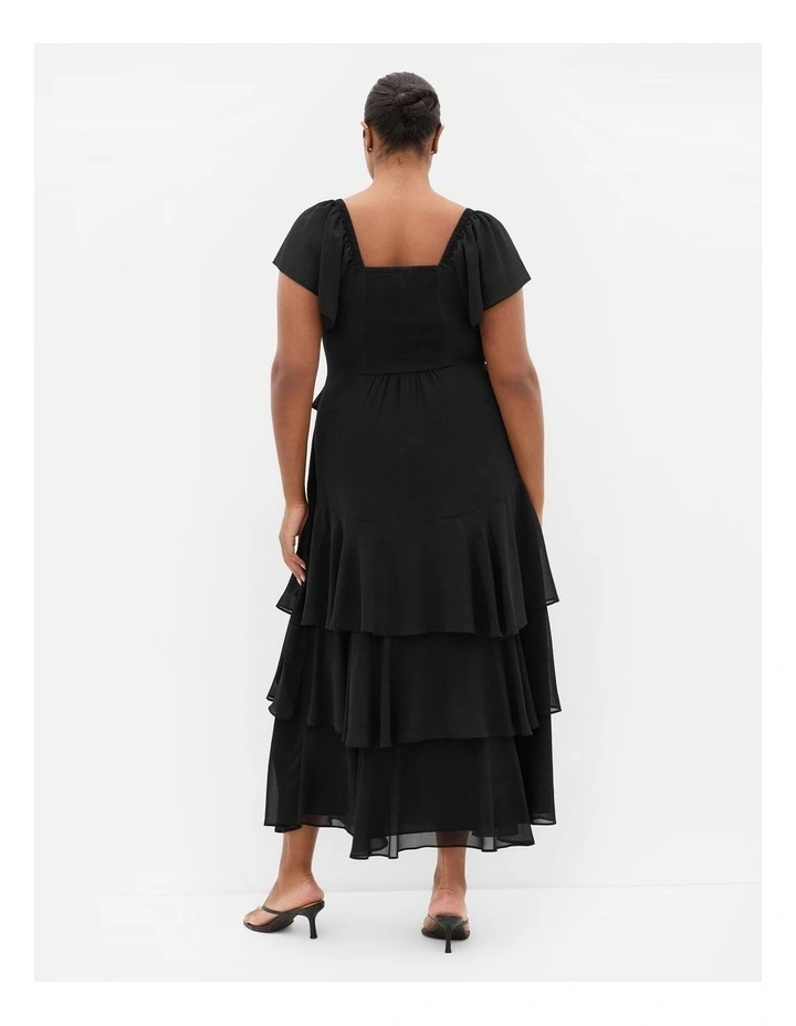 Plus Size Sienna Ruffle Tier Maxi Dress in Black image 2