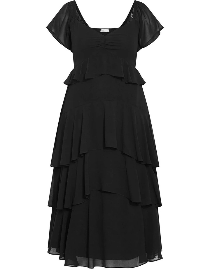 Plus Size Sienna Ruffle Tier Maxi Dress in Black image 3