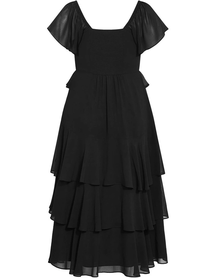 Plus Size Sienna Ruffle Tier Maxi Dress in Black image 4