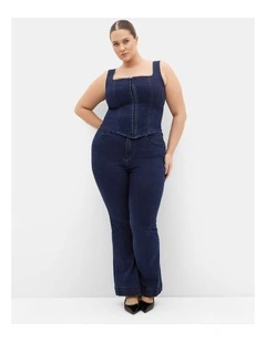 Plus Size Lara Denim Corset Top in Dark Wash