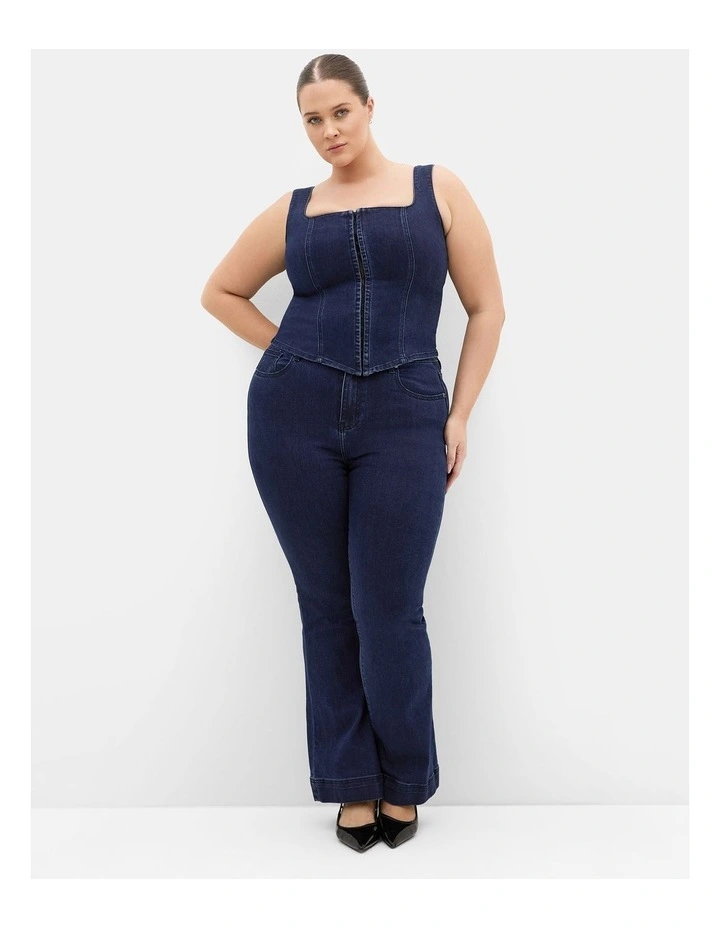 Plus Size Lara Denim Corset Top in Dark Wash image 1