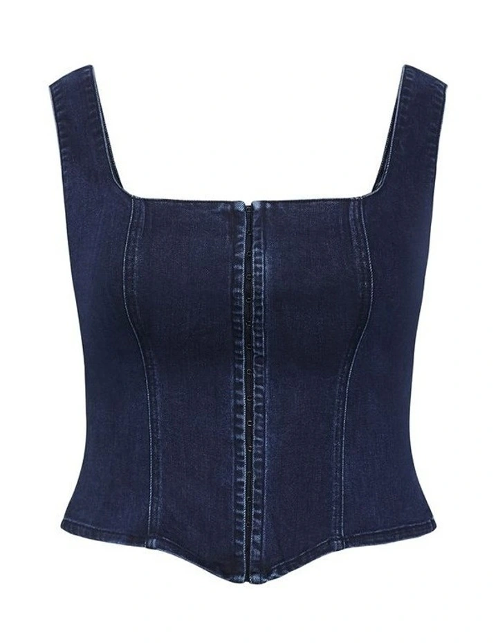 Plus Size Lara Denim Corset Top in Dark Wash image 3