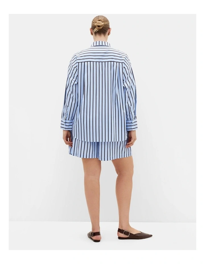 Plus Size Stassi Stripe Cotton Shirt in Baby Blue image 2