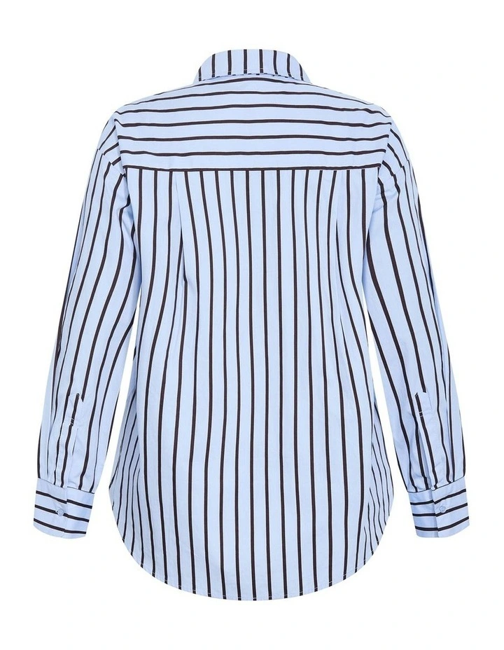 Plus Size Stassi Stripe Cotton Shirt in Baby Blue image 4
