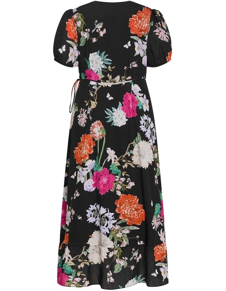 Plus Size Belle Floral Wrap Dress in Black image 4