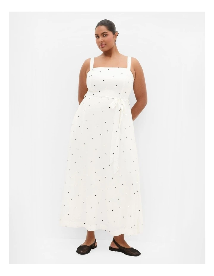 Plus Size Lola Spot A-Line Maxi Dress in Ivory image 1