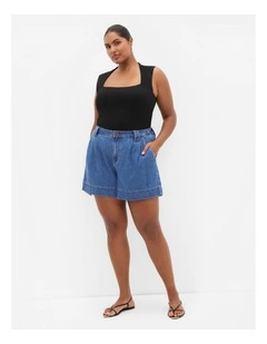Plus Size Lia Denim Short in Mid Wash