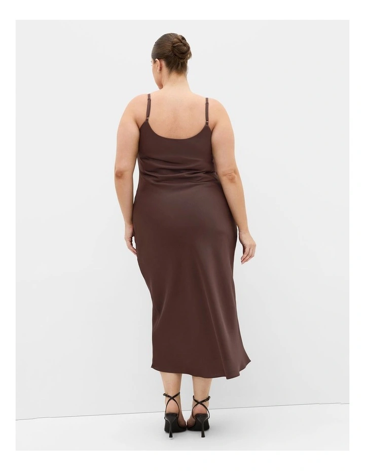 Plus Size Satin Slip Dress in Truffle image 2