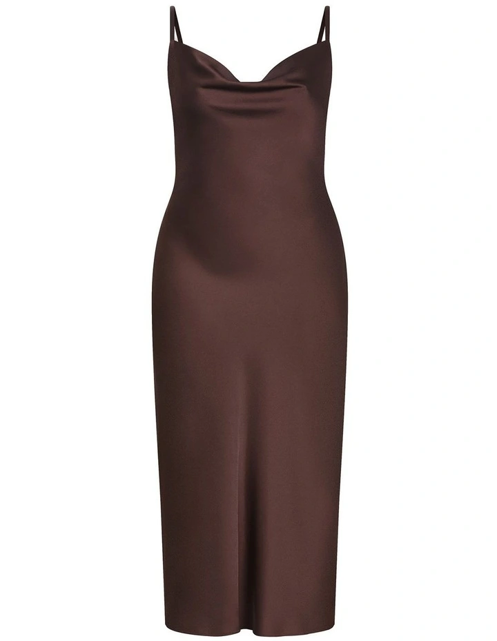 Plus Size Satin Slip Dress in Truffle image 3