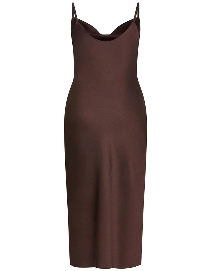 Plus Size Satin Slip Dress in Truffle image 4