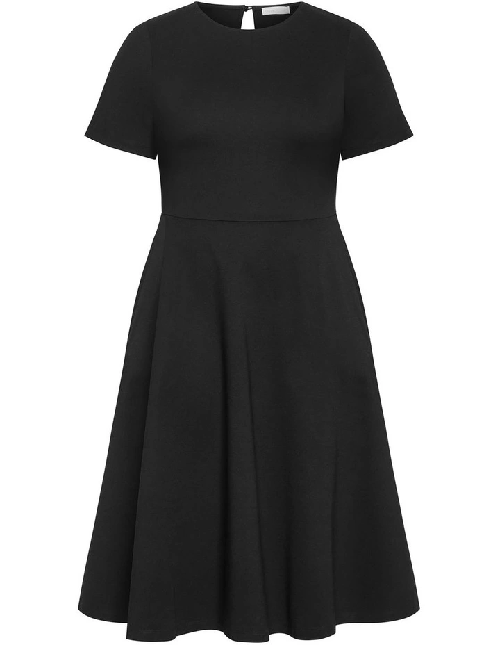 Plus Size Cariline Midi Skater Dress in Black image 3