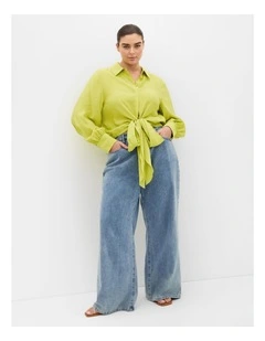 Plus Size Rosa Tie Shirt in Chartreuse