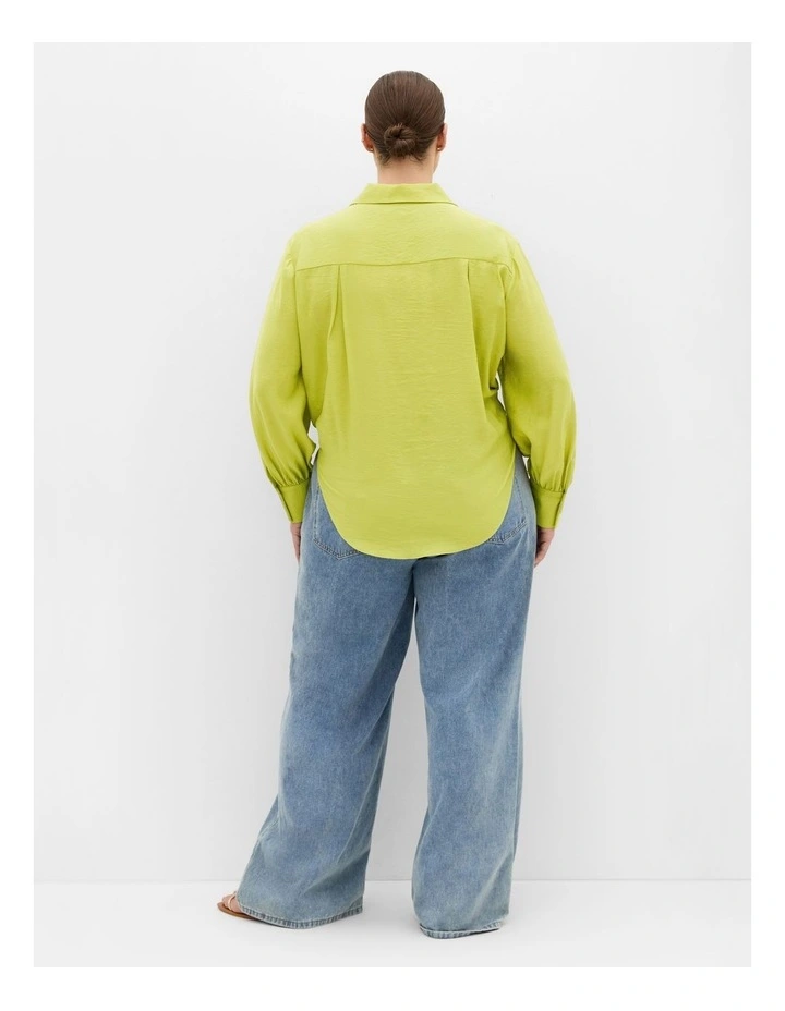 Plus Size Rosa Tie Shirt in Chartreuse image 2