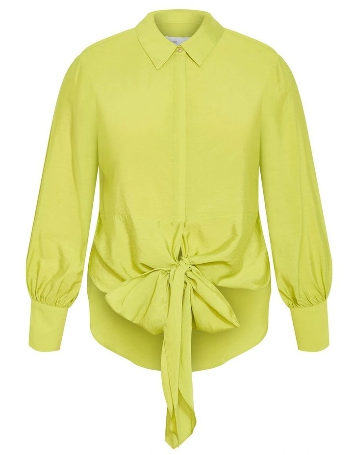 Plus Size Rosa Tie Shirt in Chartreuse image 3