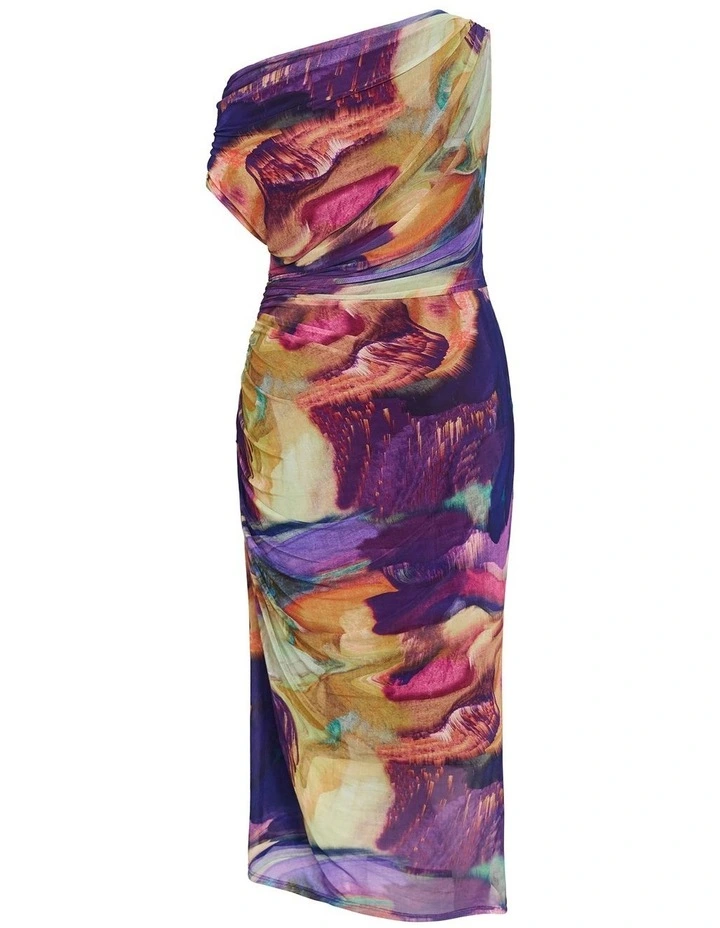 Plus Size Vivid Mesh Swirl Print Maxi Dress in Deep Purple image 4
