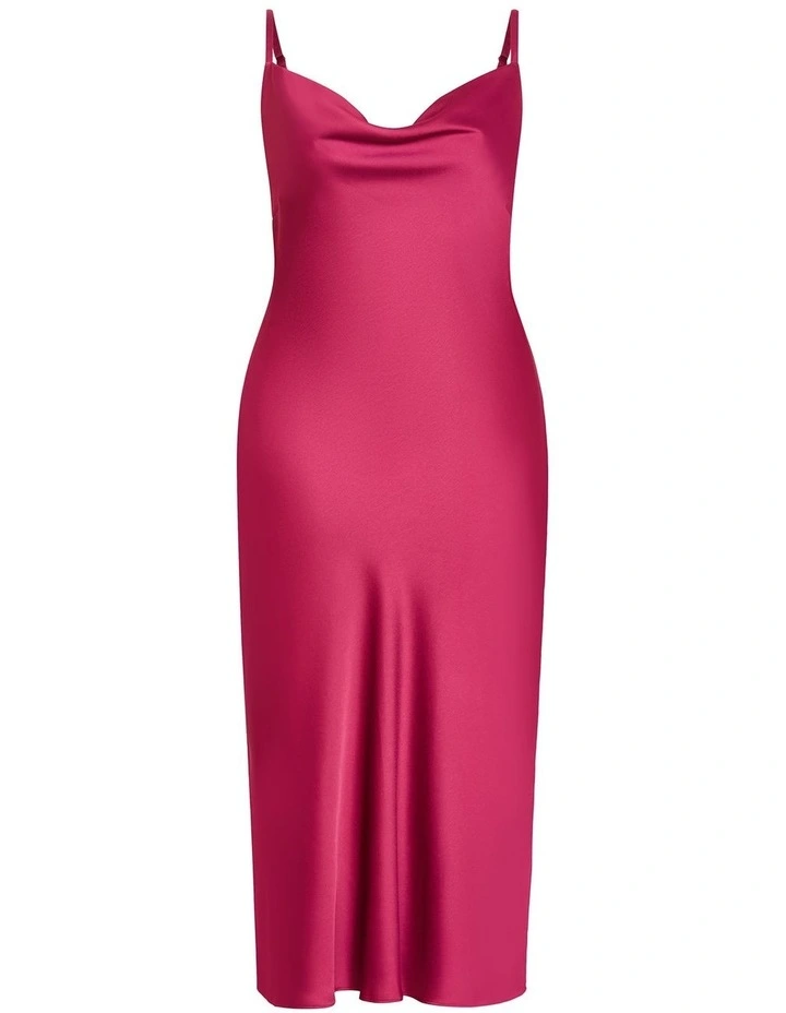 Plus Size Satin Slip Dress in Raspberry image 3