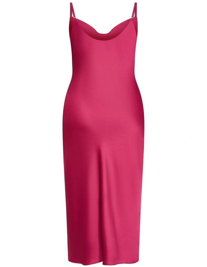 Plus Size Satin Slip Dress in Raspberry image 4