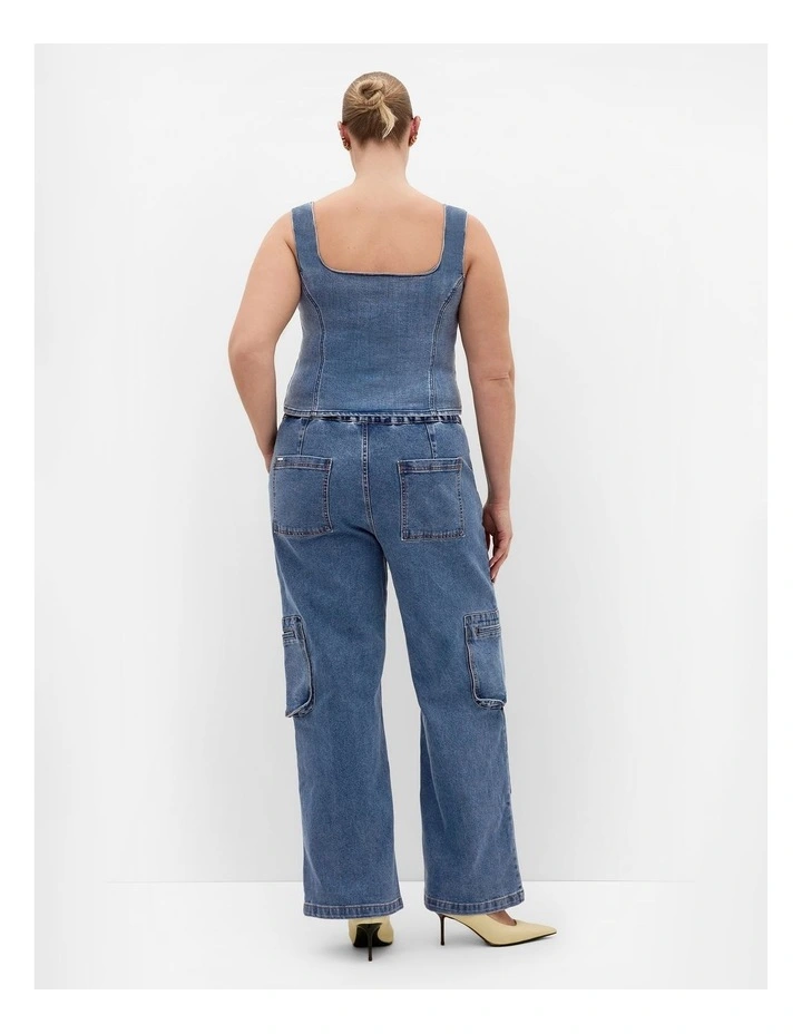 Plus Size Lara Denim Corset Top in Light Wash image 2