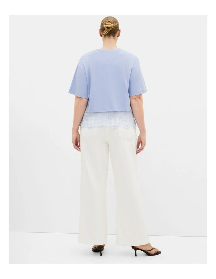 Plus Size Fashion Lace Hem Tee in Sky Blue image 2