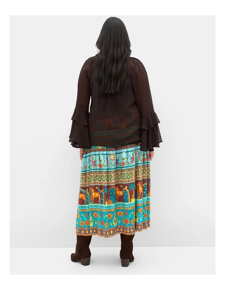 Plus Size Paradiso Print Midi Skirt in Alpine Green image 2
