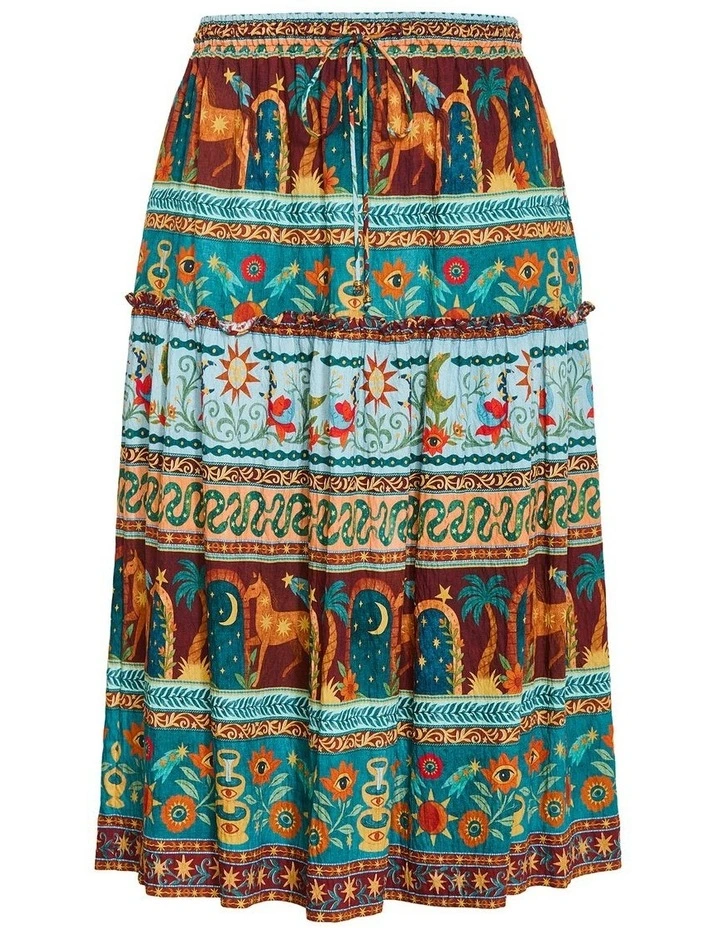 Plus Size Paradiso Print Midi Skirt in Alpine Green image 3
