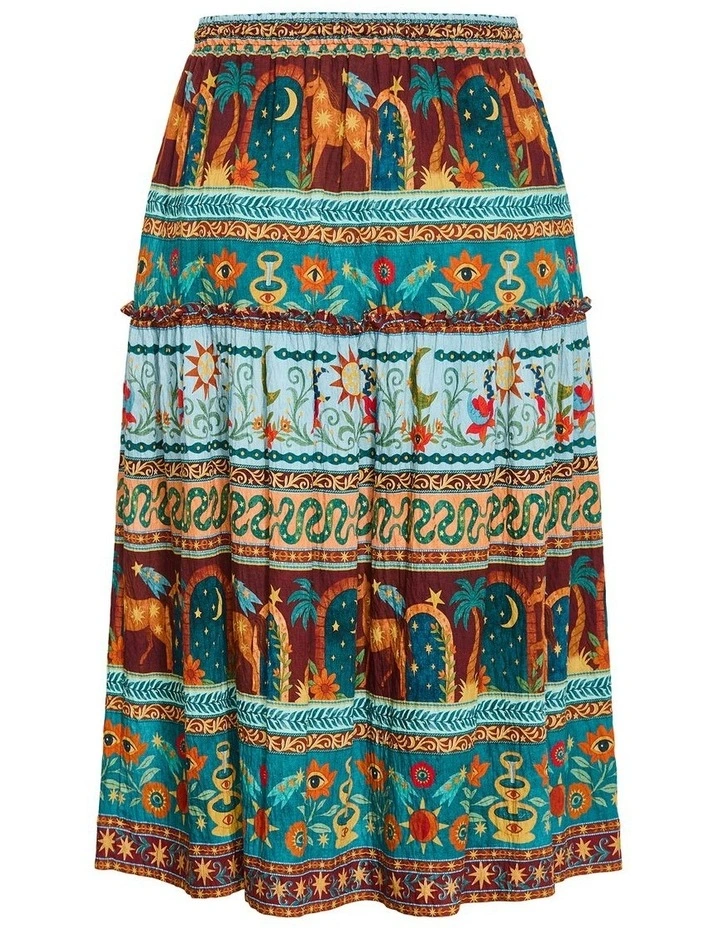 Plus Size Paradiso Print Midi Skirt in Alpine Green image 4