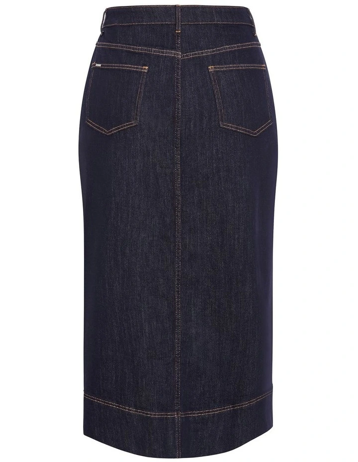 Plus Size Chloe Denim Midi Skirt in Dark Wash image 4