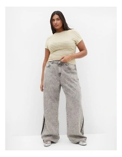 Plus Size Karla Short Sleeve Stripe Tee in Lemon