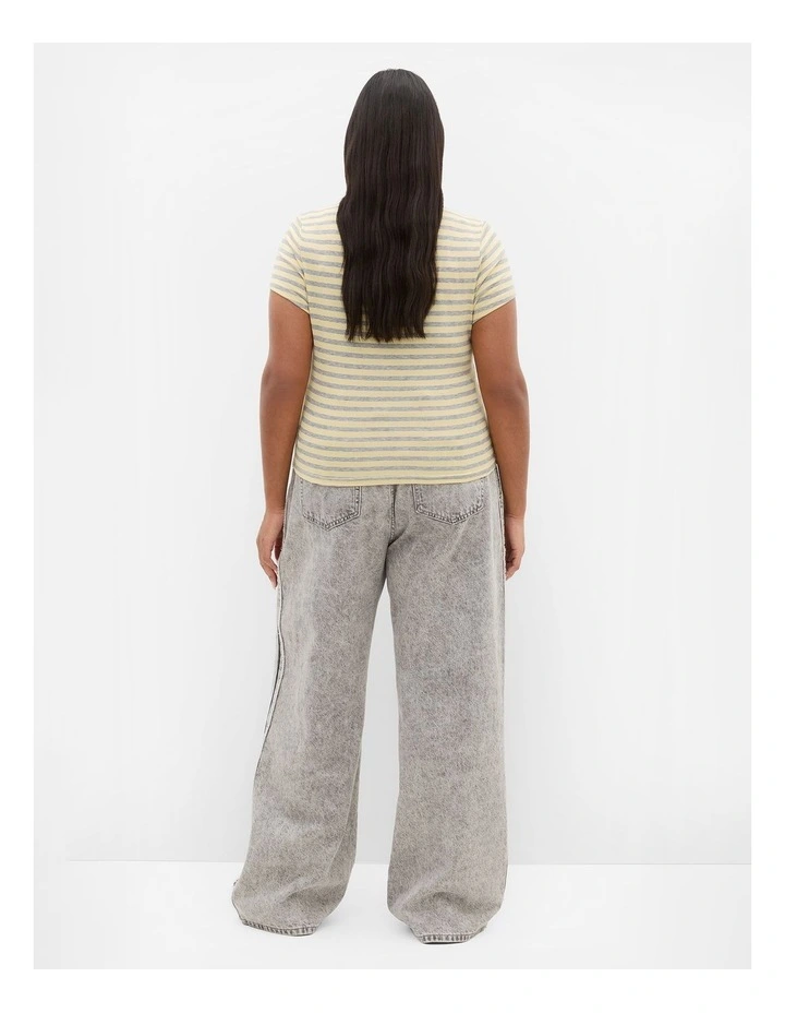 Plus Size Karla Short Sleeve Stripe Tee in Lemon image 2